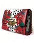 Dolce & Gabbana Red Floral Polka Dot Print Leather Chain DG Logo Shoulder Bag